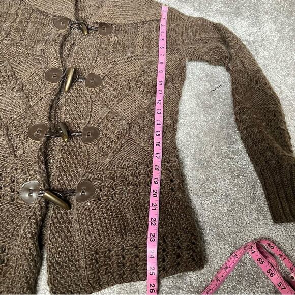 Carole Little Brown Cable Knit Wool Alpaca Blend Cardigan Sweater L Cottagecore - Picture 10 of 11